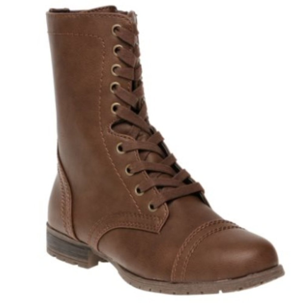 Combat Boot Lace Up Brown Side Zip NEW Swiftie Reputation Era Hiking Travel